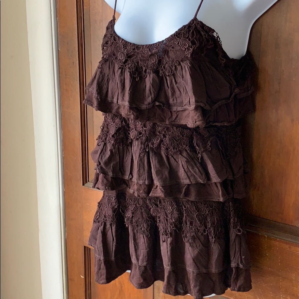 Free People crochet trim blouse